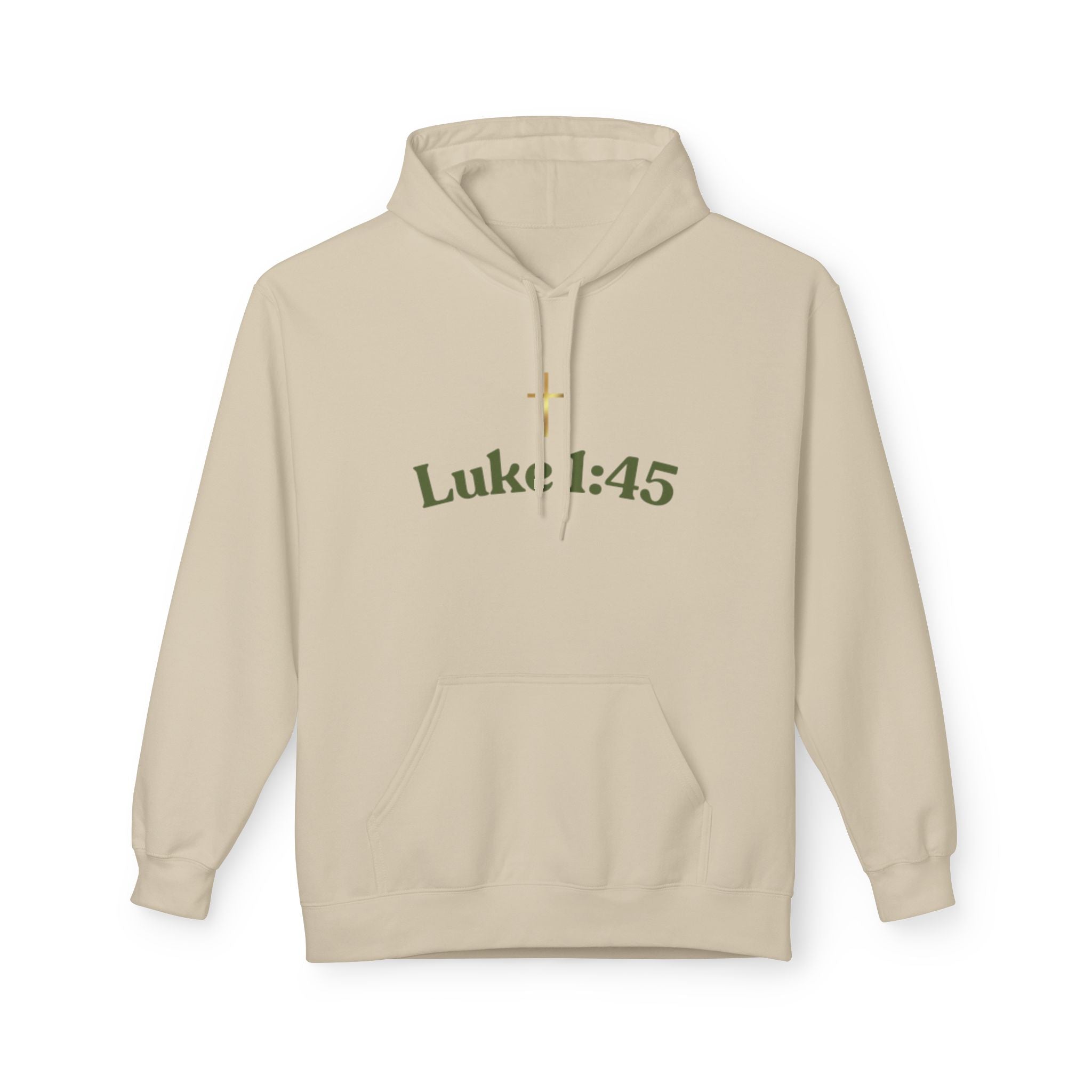 Luke 1:45 Hoodie – Faith-Inspired Unisex Fleece Sweatshirt