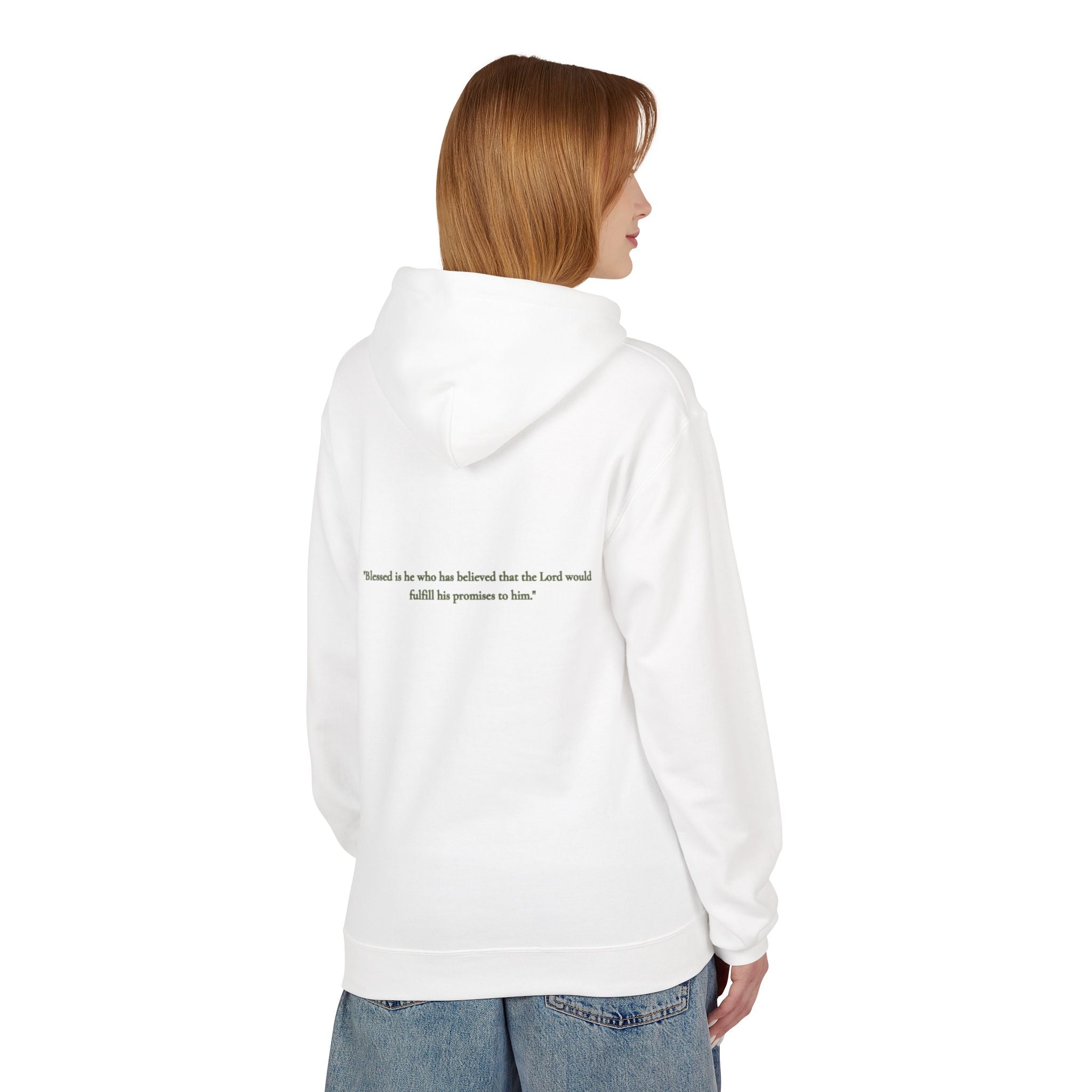 Luke 1:45 Hoodie – Faith-Inspired Unisex Fleece Sweatshirt