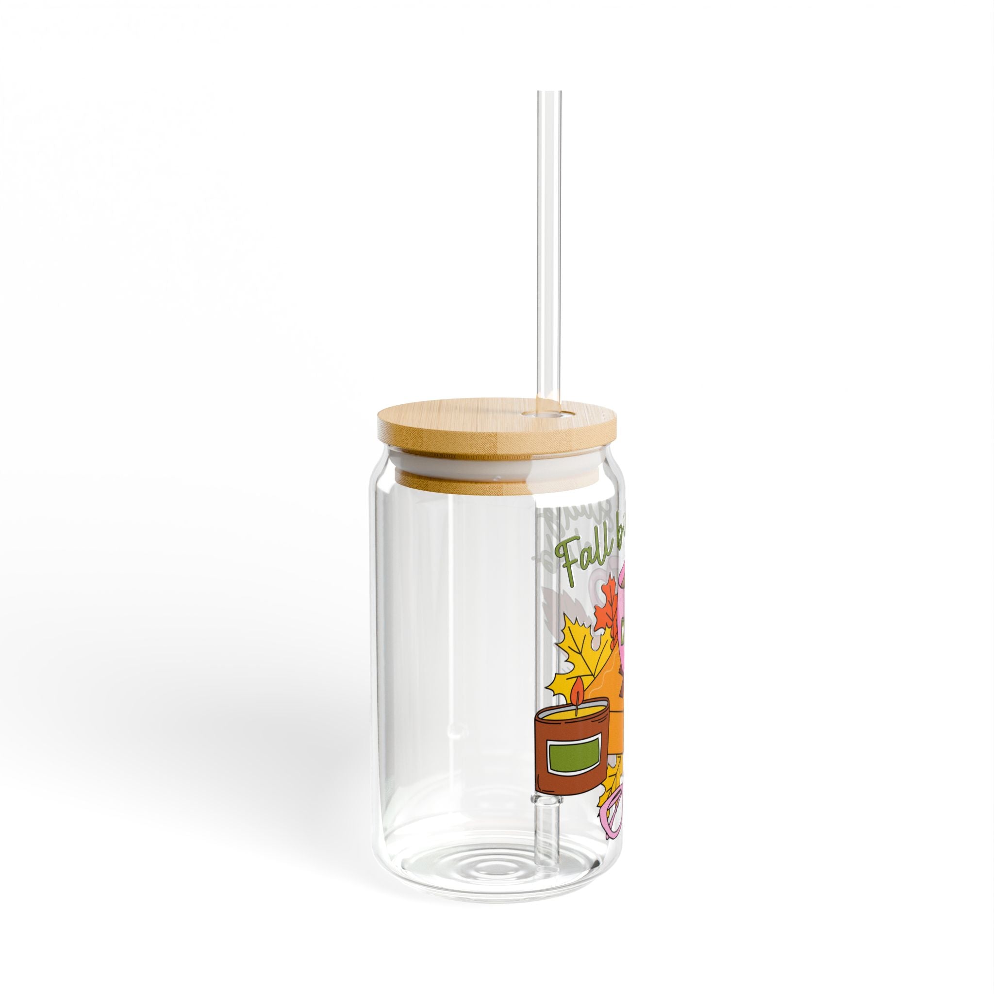 Fall-Themed Sipper Glass, 16oz | Perfect for Autumn Drinks, Bible Study, Gatherings, Cozy Home Decor, Seasonal Gifts