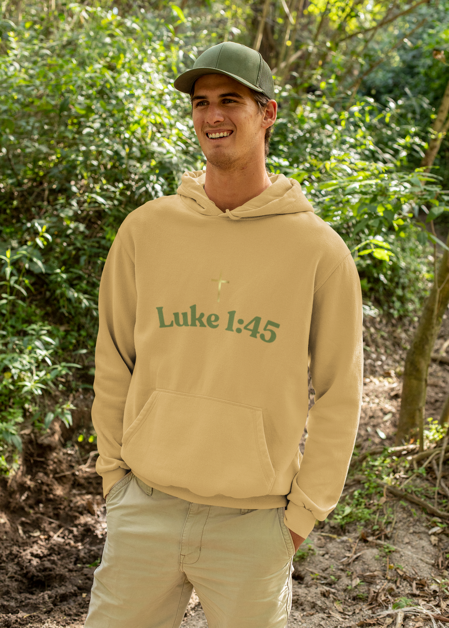Luke 1:45 Hoodie – Faith-Inspired Unisex Fleece Sweatshirt