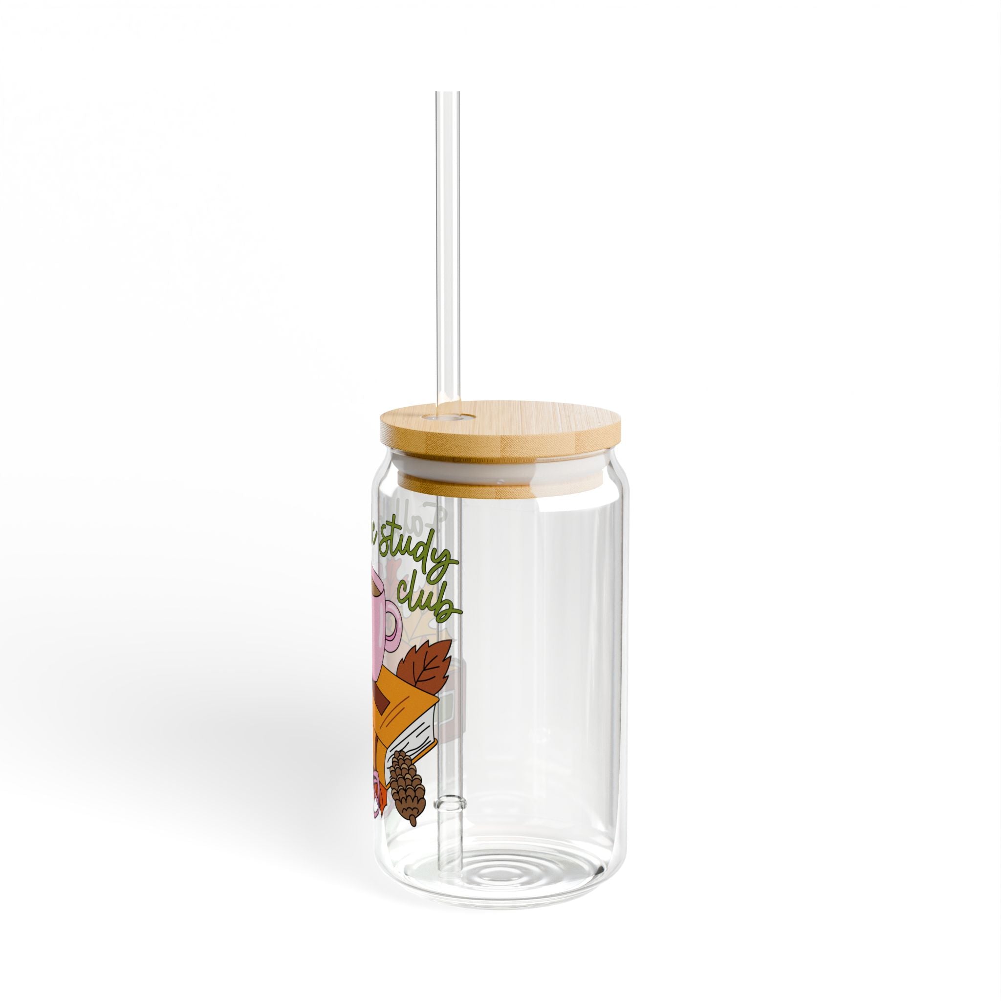 Fall-Themed Sipper Glass, 16oz | Perfect for Autumn Drinks, Bible Study, Gatherings, Cozy Home Decor, Seasonal Gifts