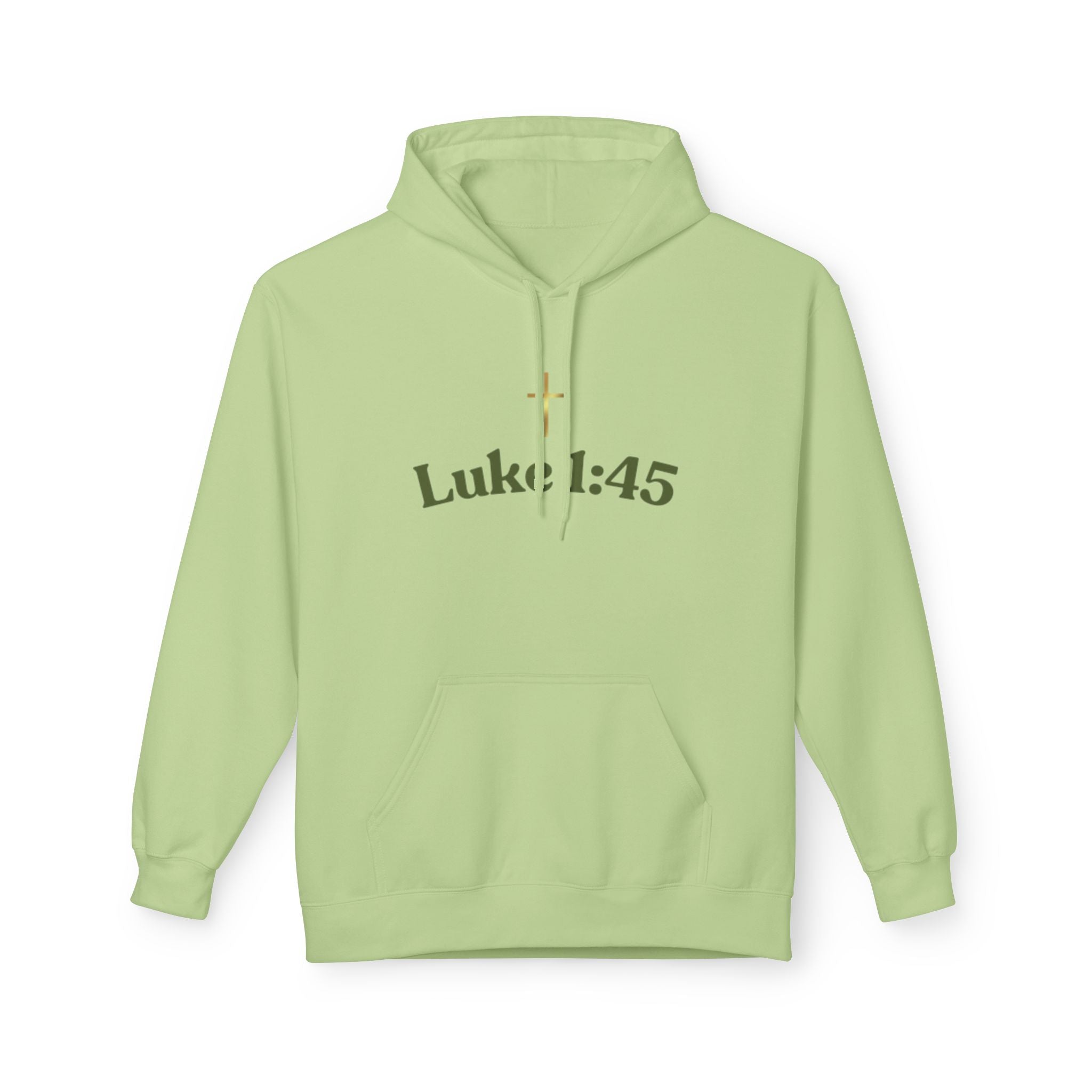 Luke 1:45 Hoodie – Faith-Inspired Unisex Fleece Sweatshirt